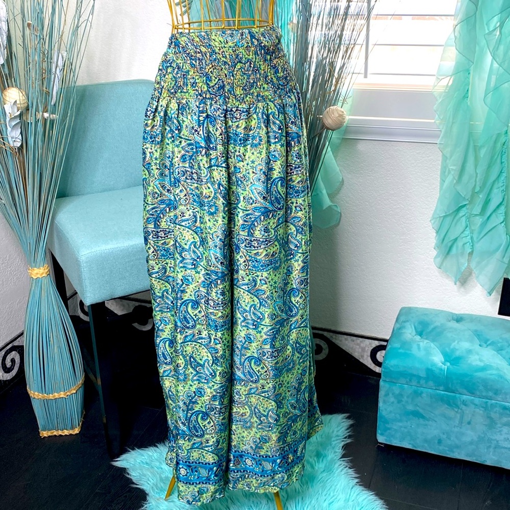 Paisley Print Wide Leg Pants